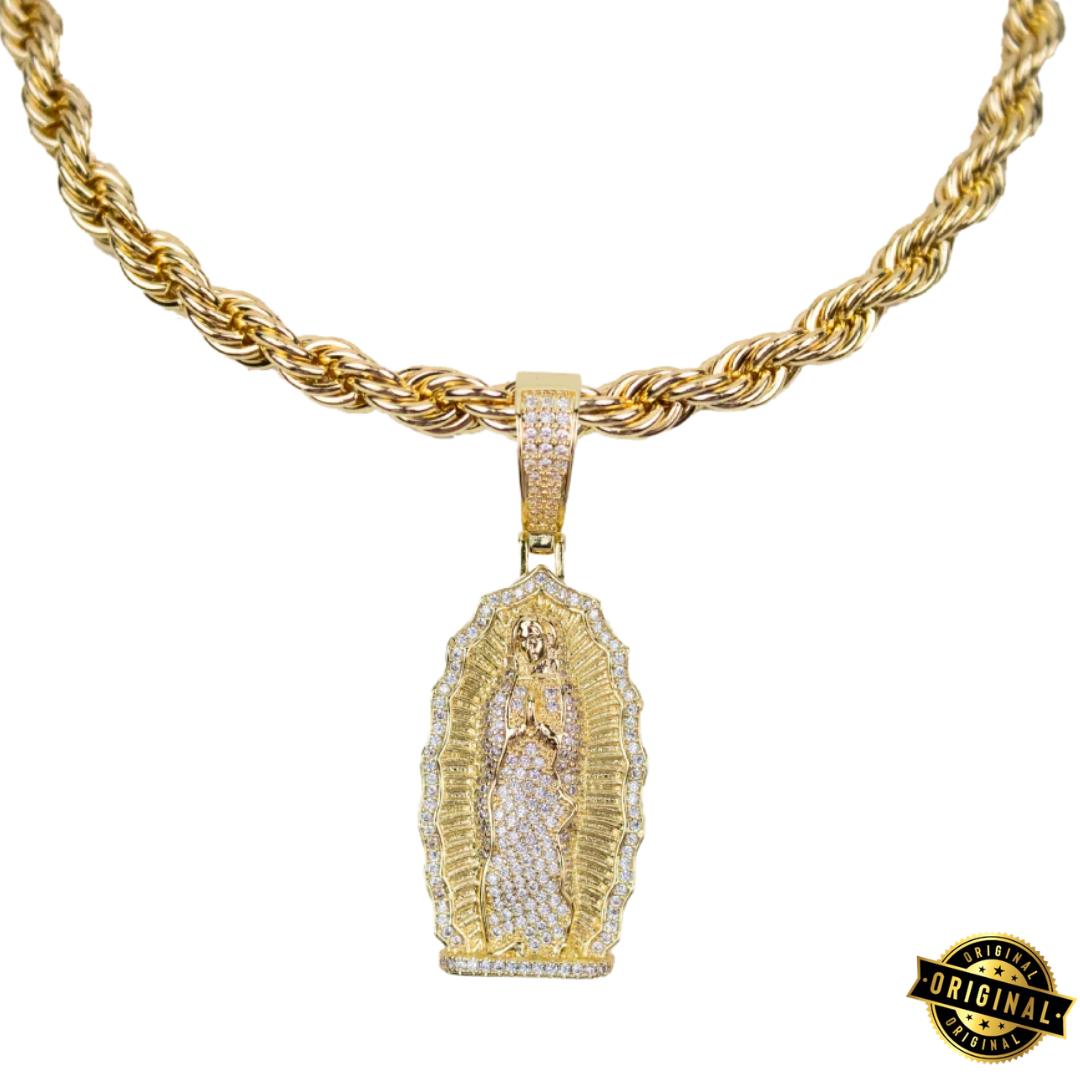 COMBO BENDECIDO. LAZO CON VIRGEN CIRCONIA EN ORO LAMINADO✨