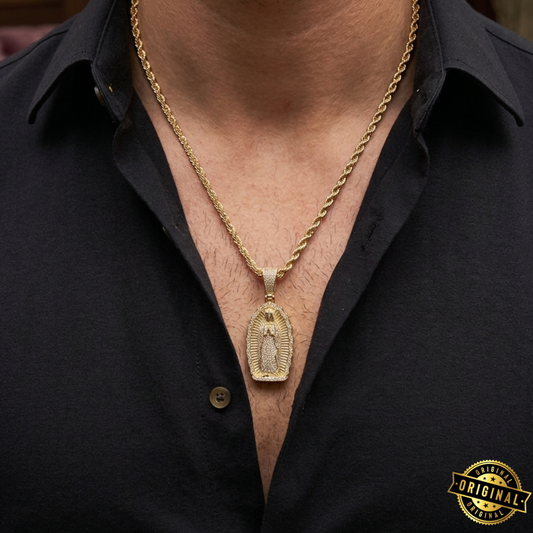 COMBO BENDECIDO. LAZO CON VIRGEN CIRCONIA EN ORO LAMINADO✨